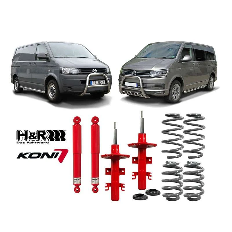 Höherlegungsfahrwerk +40mm passend für VW T5 (2003-2015) & VW T6 (2015-2019) mit Klemmbefestigung
