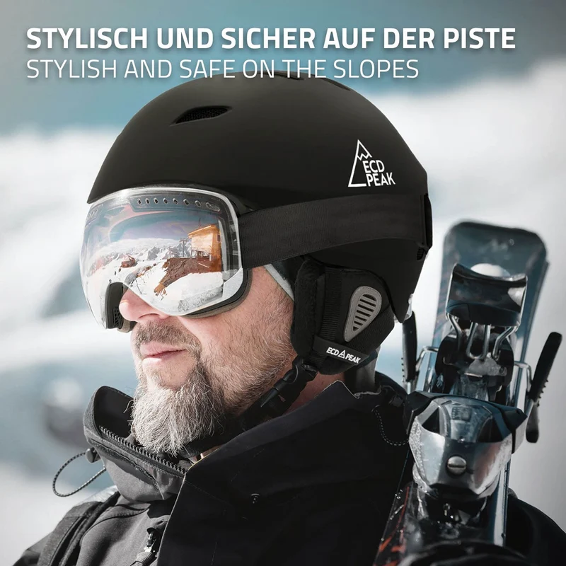 ECD Germany | Skihelm für Herren und Damen L (58-61 cm) Schwarz Snowboardhelm mit Belüftungssystem & Skibrillenhalter, optimaler Schutz & Tragekomfort