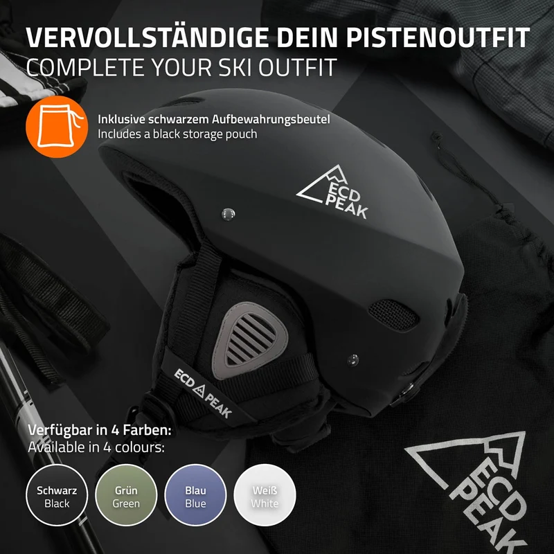 ECD Germany | Skihelm für Herren und Damen L (58-61 cm) Schwarz Snowboardhelm mit Belüftungssystem & Skibrillenhalter, optimaler Schutz & Tragekomfort