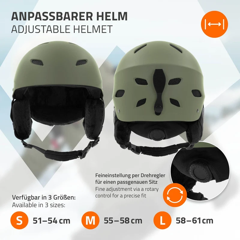 ECD Germany | Skihelm für Herren und Damen L (58-61 cm) Grün Snowboardhelm mit Belüftungssystem & Skibrillenhalter, optimaler Schutz & Tragekomfort