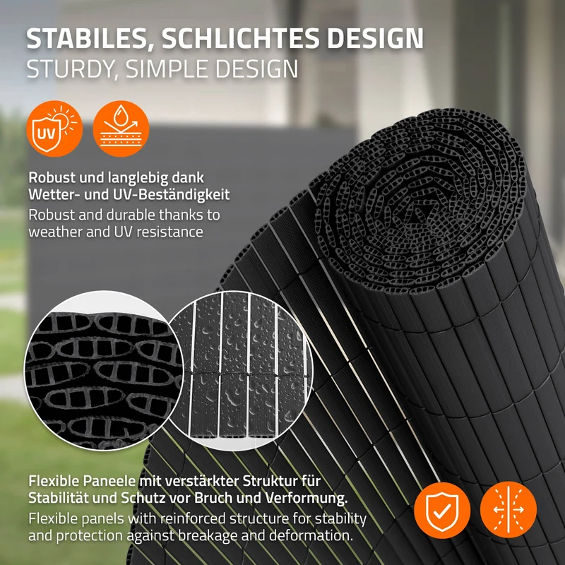 Sichtschutzmatte 100x300 cm Sichtschutzzaun Windschutz Balkonschutz PVC Anthrazit UV-beständig