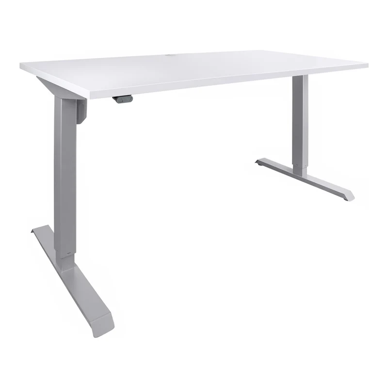 STIER Elektrisch höhenverstellbarer Schreibtisch 501-33, Tischgestell mit Tischplatte 100x80 cm, Weiß mel., Ergonomischer Steh-Sitz-Tisch stufenlos verstellbar 68-118 cm