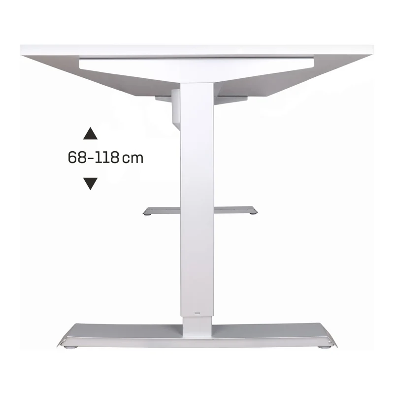 STIER Elektrisch höhenverstellbarer Schreibtisch 501-33, Tischgestell mit Tischplatte 100x80 cm, Weiß mel., Ergonomischer Steh-Sitz-Tisch stufenlos verstellbar 68-118 cm