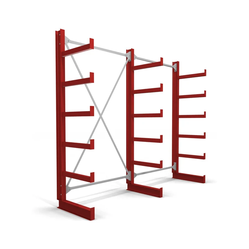 STIER Kragarmregal einseitig 1 Feld mit 5 Ebenen 1300x2000x500mm feuerrot
