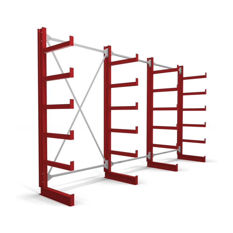 STIER Kragarmregal einseitig 1 Feld mit 5 Ebenen 1300x2000x500mm feuerrot