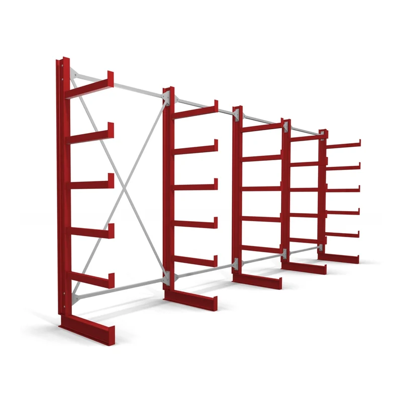 STIER Kragarmregal einseitig 1 Feld mit 5 Ebenen 1300x2000x500mm feuerrot
