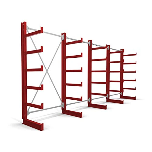 STIER Kragarmregal einseitig 1 Feld mit 5 Ebenen 1300x2000x500mm feuerrot