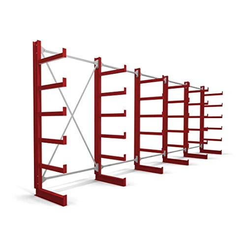 STIER Kragarmregal einseitig 1 Feld mit 5 Ebenen 1300x2000x500mm feuerrot