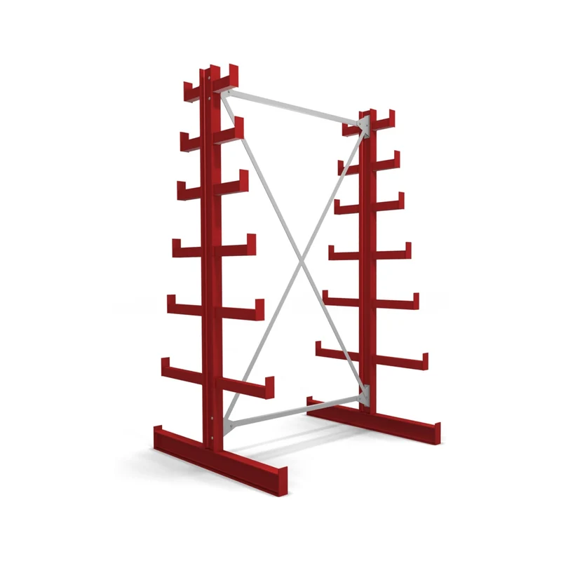 STIER Kragarmregal doppelseitig 1 Feld mit 6 absteigenden Ebenen 1300x2000x500mm feuerrot