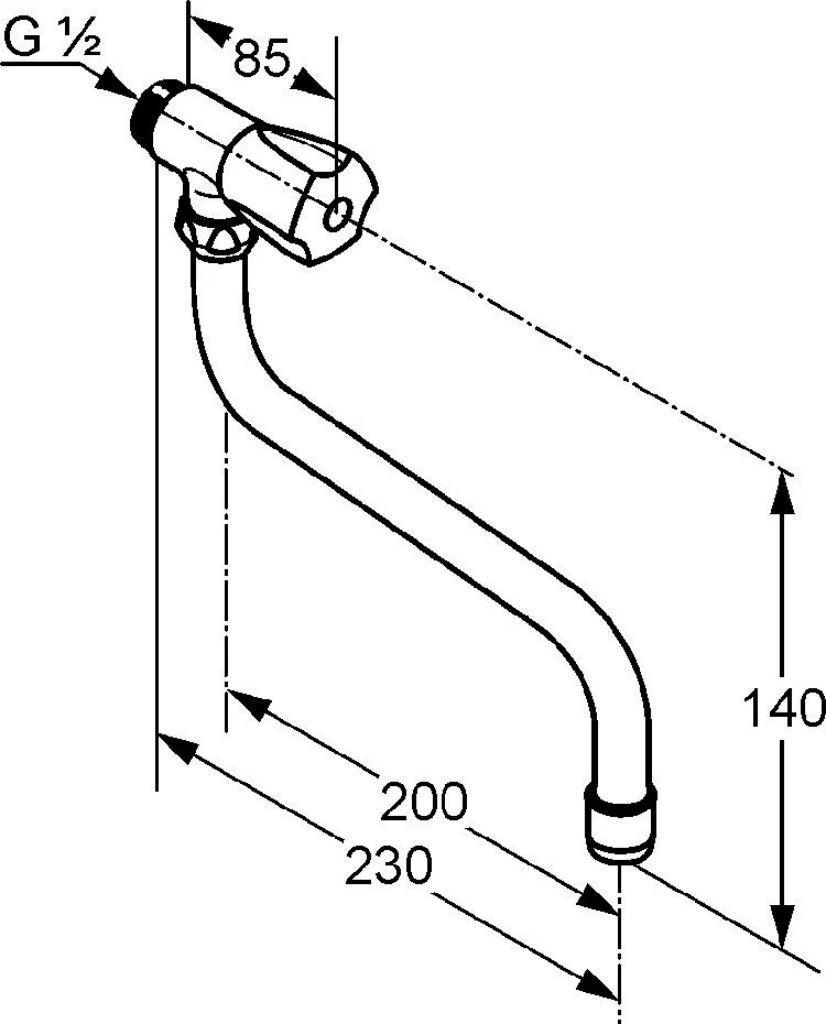 KLUDI STANDARD Spültisch-Schwenkventil DN 15, 230 mm Auslauf, Terralux Griff, verchromt