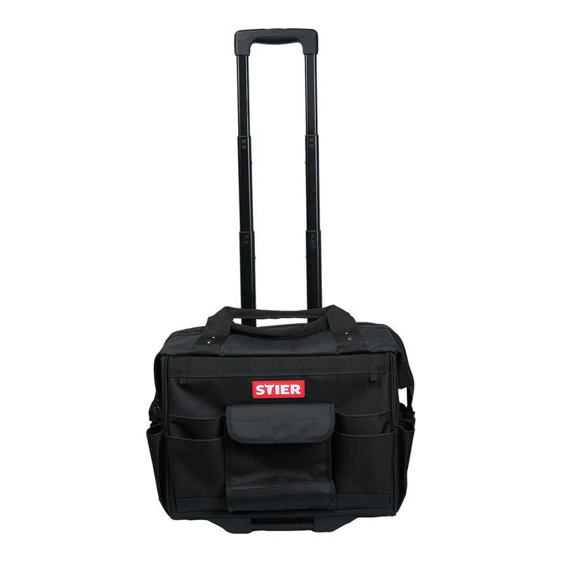 STIER Werkzeugtrolley Premium+ leer Werkzeugkoffer schwarz 19 Fächer reißfest