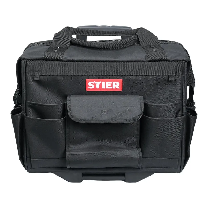 STIER Werkzeugtrolley Premium+ leer Werkzeugkoffer schwarz 19 Fächer reißfest