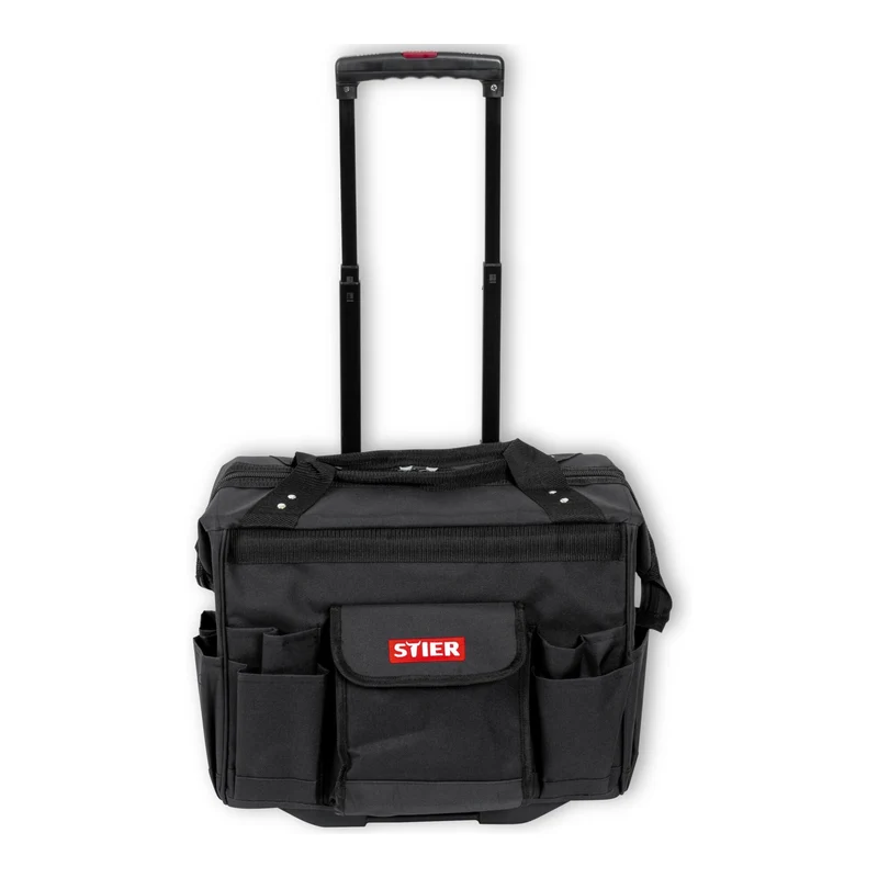 STIER Werkzeugtrolley Premium+ leer Werkzeugkoffer schwarz 19 Fächer reißfest
