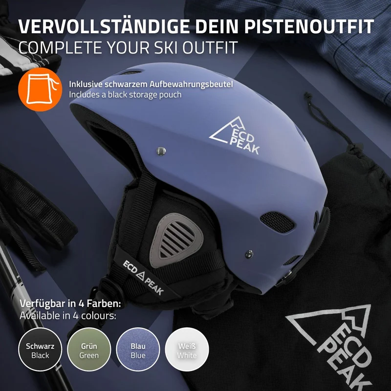 ECD Germany | Skihelm für Herren und Damen M (55-58 cm) Blau Snowboardhelm mit Belüftungssystem & Skibrillenhalter, optimaler Schutz & Tragekomfort