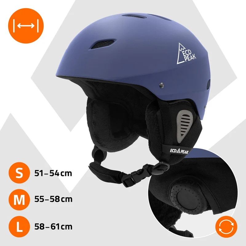ECD Germany | Skihelm für Herren und Damen M (55-58 cm) Blau Snowboardhelm mit Belüftungssystem & Skibrillenhalter, optimaler Schutz & Tragekomfort