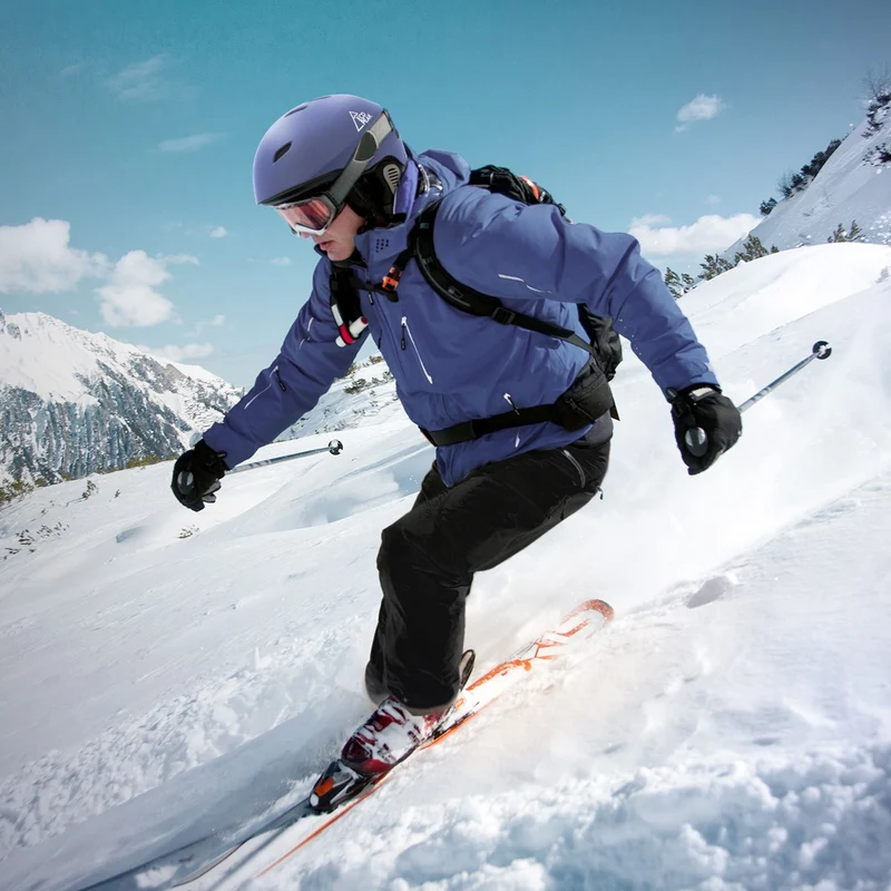 ECD Germany | Skihelm für Herren und Damen M (55-58 cm) Blau Snowboardhelm mit Belüftungssystem & Skibrillenhalter, optimaler Schutz & Tragekomfort