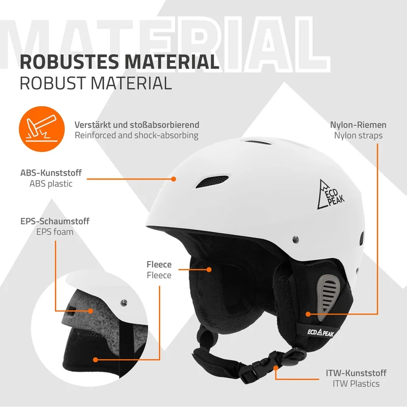 ECD Germany | Skihelm für Herren und Damen M (55-58 cm) Weiß Snowboardhelm mit Belüftungssystem & Skibrillenhalter, optimaler Schutz & Tragekomfort