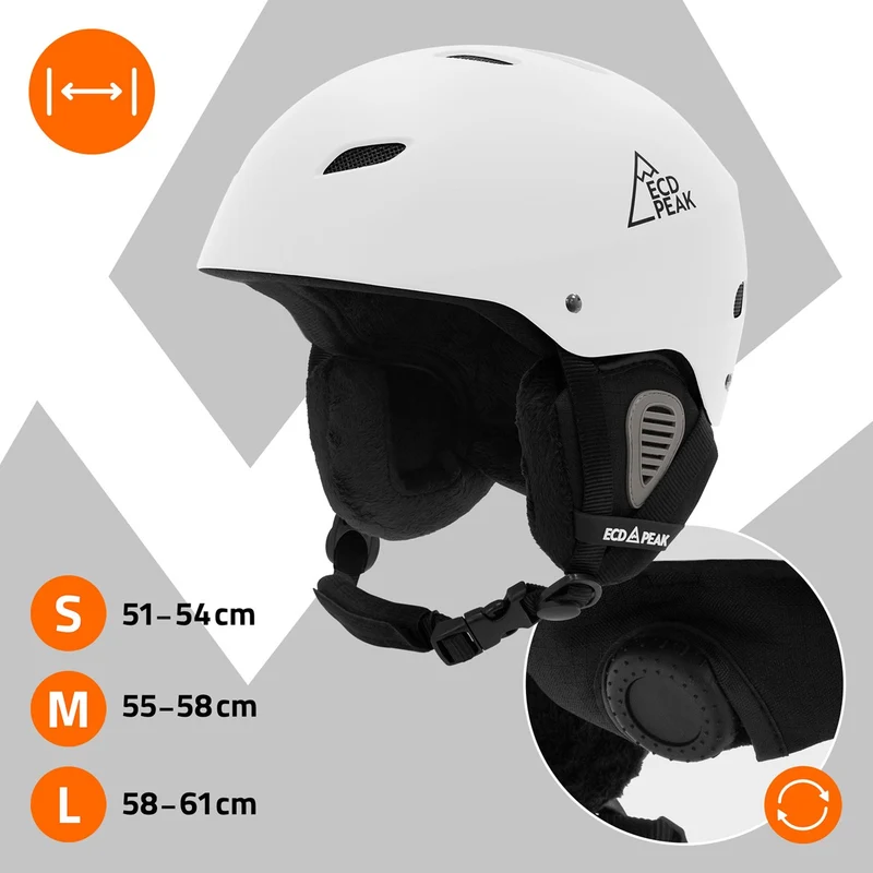 ECD Germany | Skihelm für Herren und Damen L (58-61 cm) Weiß Snowboardhelm mit Belüftungssystem & Skibrillenhalter, optimaler Schutz & Tragekomfort