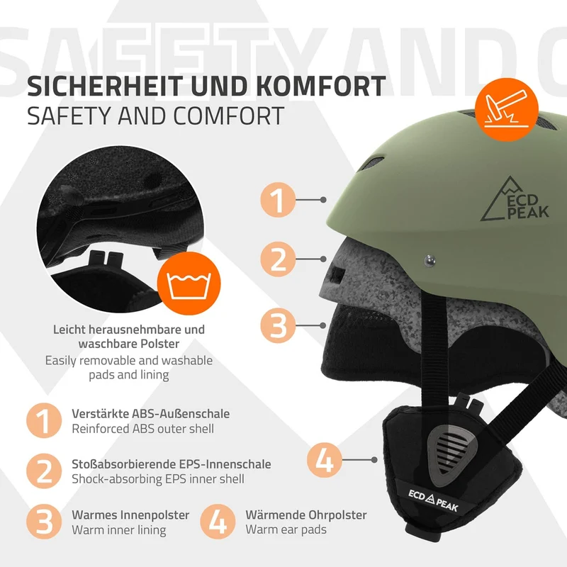 ECD Germany | Skihelm für Herren und Damen M (55-58 cm) Grün Snowboardhelm mit Belüftungssystem & Skibrillenhalter, optimaler Schutz & Tragekomfort