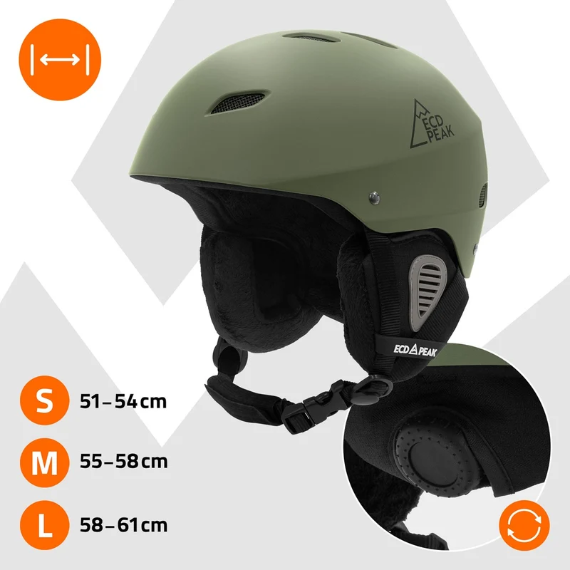 ECD Germany | Skihelm für Herren und Damen S (51-54 cm) Grün Snowboardhelm mit Belüftungssystem & Skibrillenhalter, optimaler Schutz & Tragekomfort