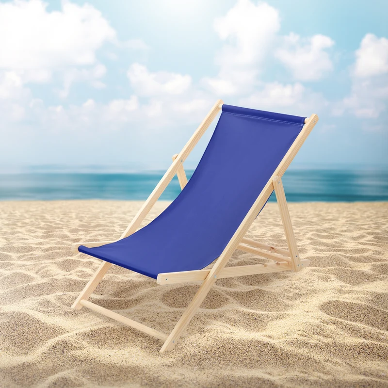 2er Set Liegestuhl klappbar Dunkelblau Holz verstellbare Rückenlehne bis 120 kg Sonnenliege Gartenliege Strandliege