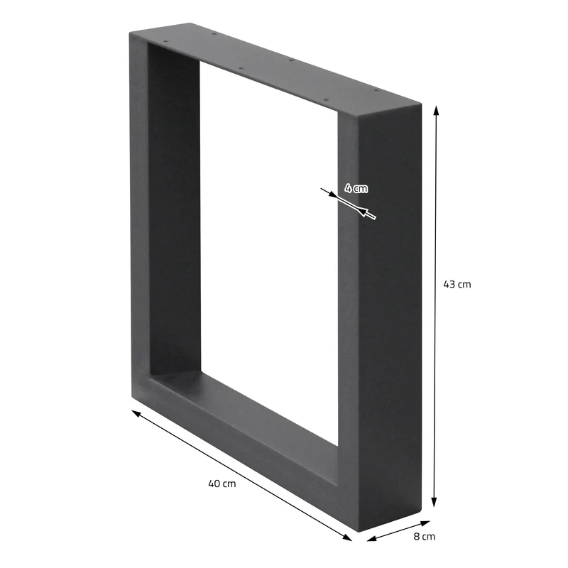 2x Tischbeine Bankkufen aus Vierkantprofilen 40x43 cm Anthrazit pulverbeschichtete Stahl