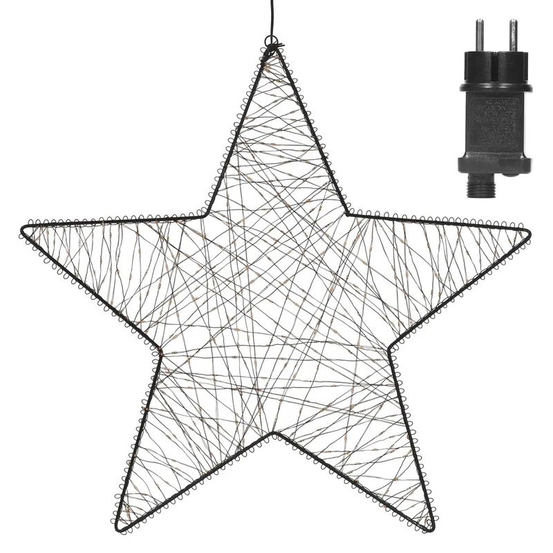 ECD Germany | LED Weihnachtsstern 56 cm Metall Warmweiß Weihnachtsdeko Leuchtstern Weihnachtsbeleuchtung Außen mit Lichterkette und Timer 500 LED