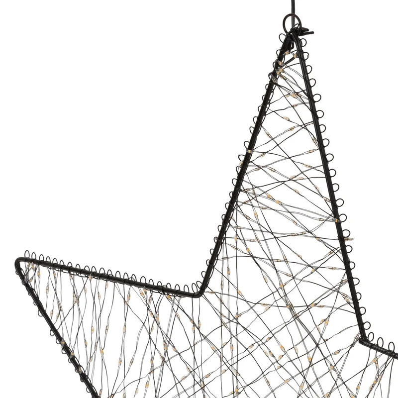 ECD Germany | LED Weihnachtsstern 56 cm Metall Warmweiß Weihnachtsdeko Leuchtstern Weihnachtsbeleuchtung Außen mit Lichterkette und Timer 500 LED