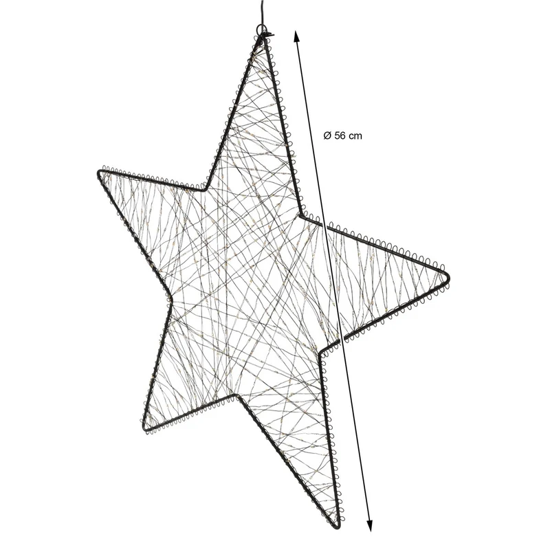 ECD Germany | LED Weihnachtsstern 56 cm Metall Warmweiß Weihnachtsdeko Leuchtstern Weihnachtsbeleuchtung Außen mit Lichterkette und Timer 500 LED