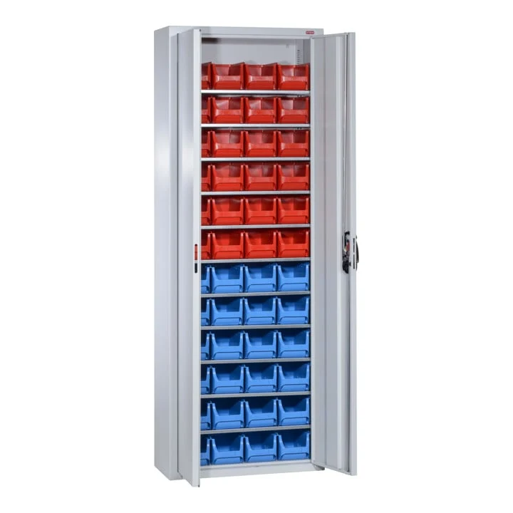 STIER Magazinschrank mit 48 Sichtlagerkästen, H1980xB700xT300mm