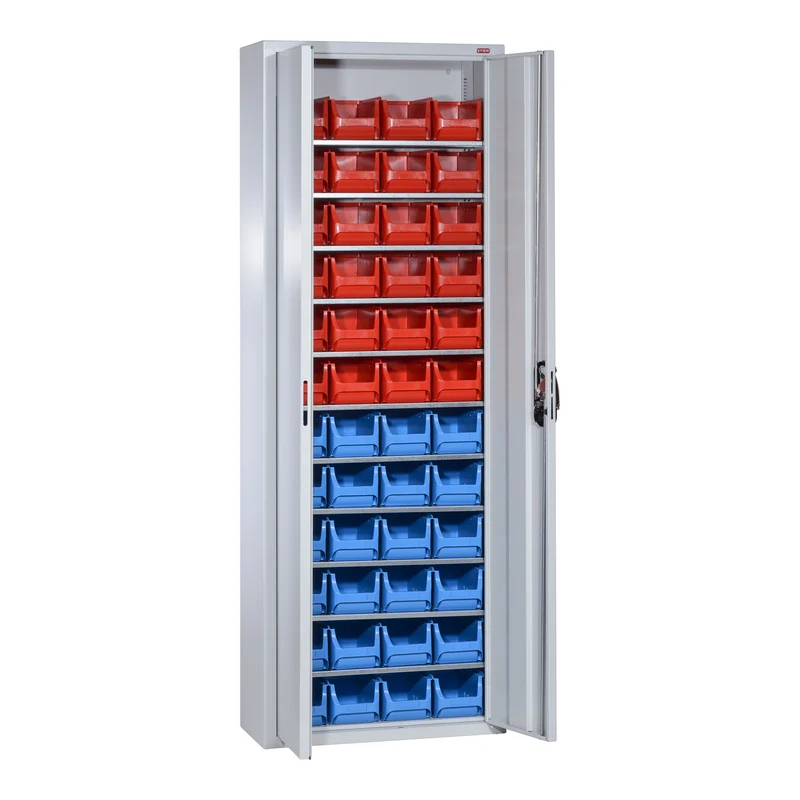 STIER Magazinschrank mit 48 Sichtlagerkästen, H1980xB700xT300mm