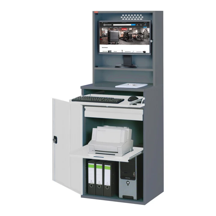STIER Computerschrank Premium stationär BxTxH 650x520x1770 mm