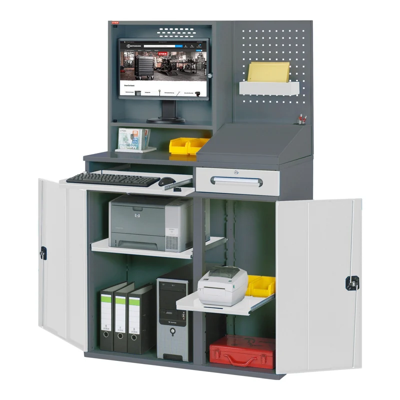 STIER Computerschrank Premium stationär BxTxH 650x520x1770 mm