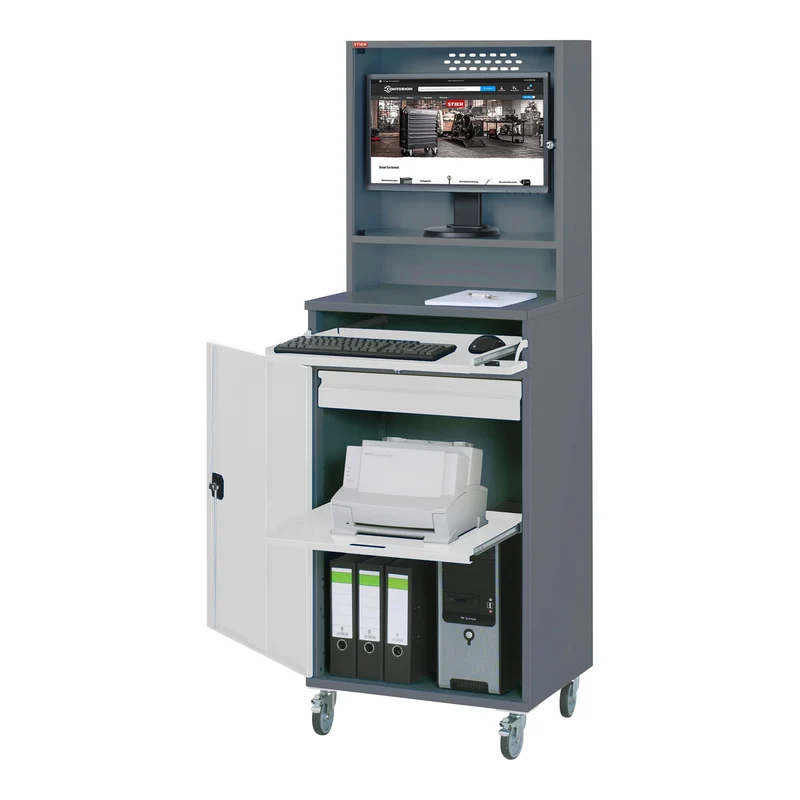 STIER Computerschrank Premium stationär BxTxH 650x520x1770 mm