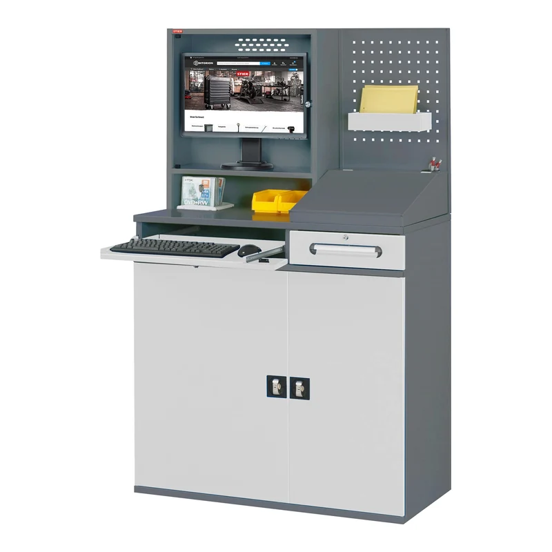 STIER Computerschrank Premium stationär BxTxH 650x520x1770 mm