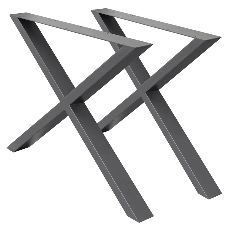2x Tischkufen X-Design 60x72 cm Anthrazit pulverbeschichtete Stahl Tischgestell für Esstisch & Schreibtisch