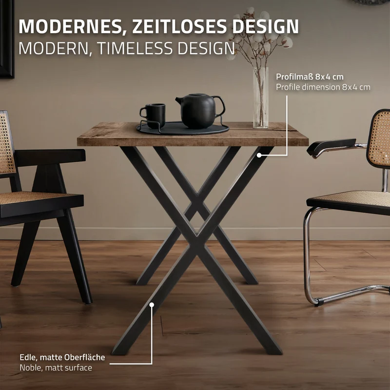 Tischbeine Tischgestell 2er Set X-Design aus Stahl ML-Design