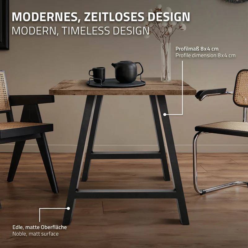 Tischbeine Tischgestell 2er Set A-Design aus Stahl ML-Design