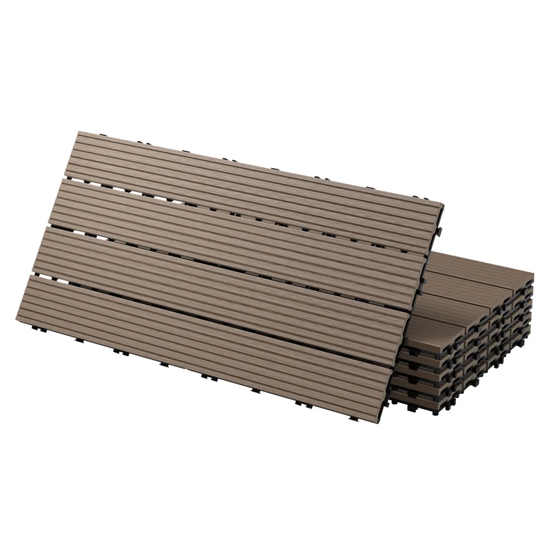 WPC Terrassenfliesen 60x30 cm in Holzoptik Balkon Bodenbelag mit Drainage und Klicksystem Terrassendielen Balkonfliesen