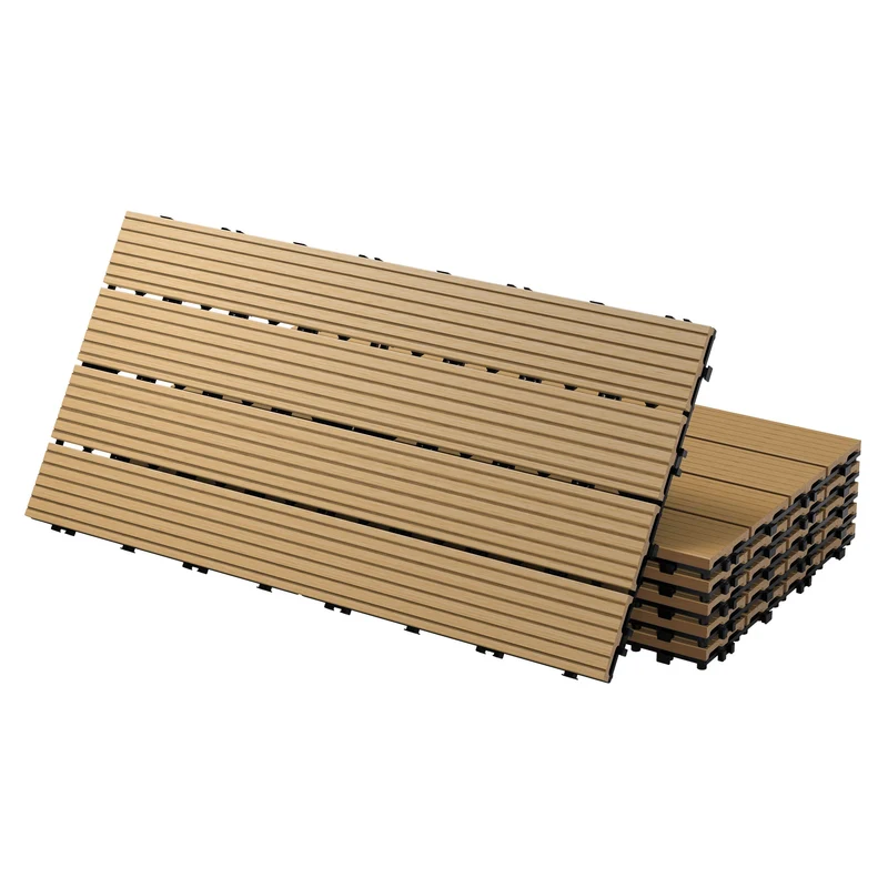 WPC Terrassenfliesen 60x30 cm in Holzoptik Balkon Bodenbelag mit Drainage und Klicksystem Terrassendielen Balkonfliesen