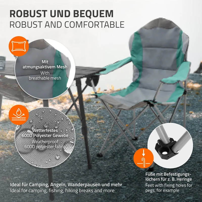 Campingstuhl faltbar klappbarer Angelstuhl mit Getränkehalter & Tragetasche