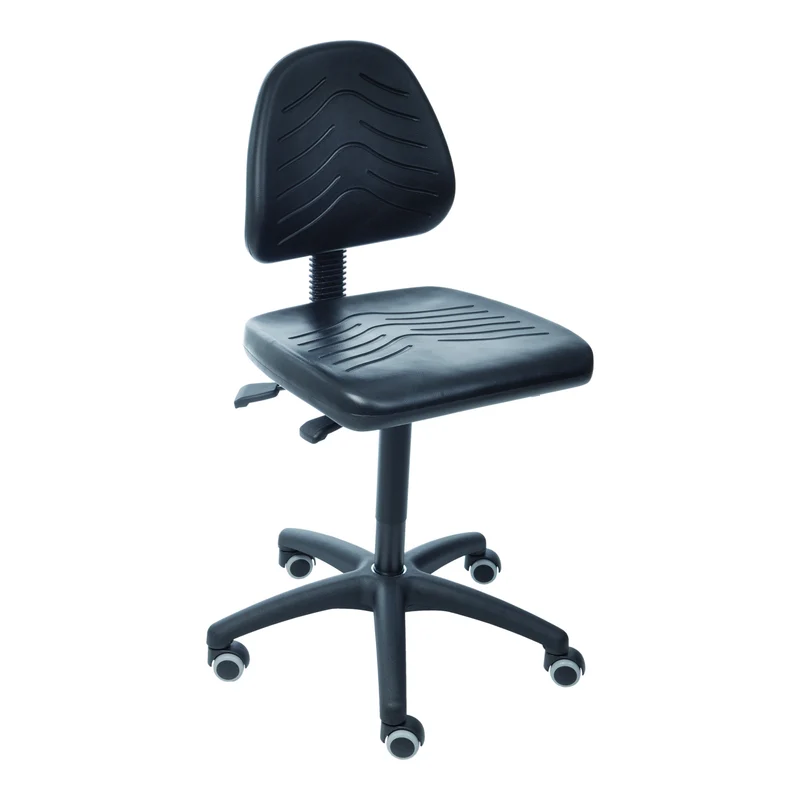STIER Arbeitsstuhl mit Rollen ohne Armlehnen Sitzhöhe 460-650mm PU Schwarz