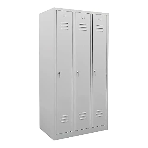 STIER Garderobenspind 3 Abteile 1800x870x500mm lichtgrau abschließbar 1