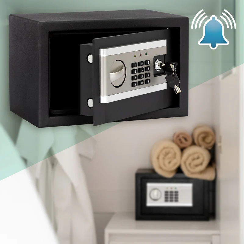 Elektronischer Tresor mit Alarm Schwarz aus Metall