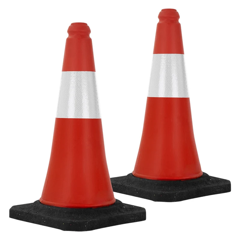Verkehrsleitkegel Set Verkehrshütchen Pylone beschwert 51cm Rot/Weiß mit schwerem Fuß