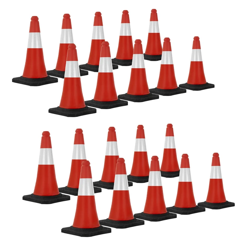Verkehrsleitkegel Set Verkehrshütchen Pylone beschwert 51cm Rot/Weiß mit schwerem Fuß