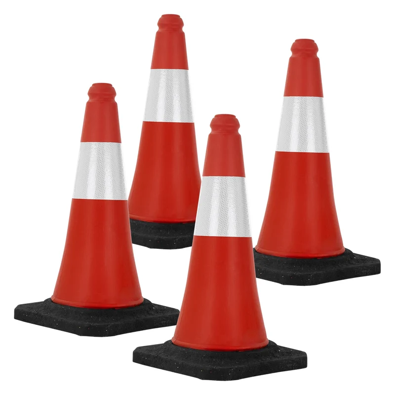 Verkehrsleitkegel Set Verkehrshütchen Pylone beschwert 51cm Rot/Weiß mit schwerem Fuß