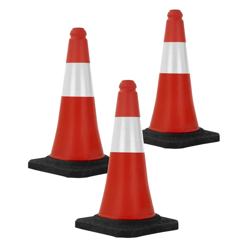 Verkehrsleitkegel Set Verkehrshütchen Pylone beschwert 51cm Rot/Weiß mit schwerem Fuß