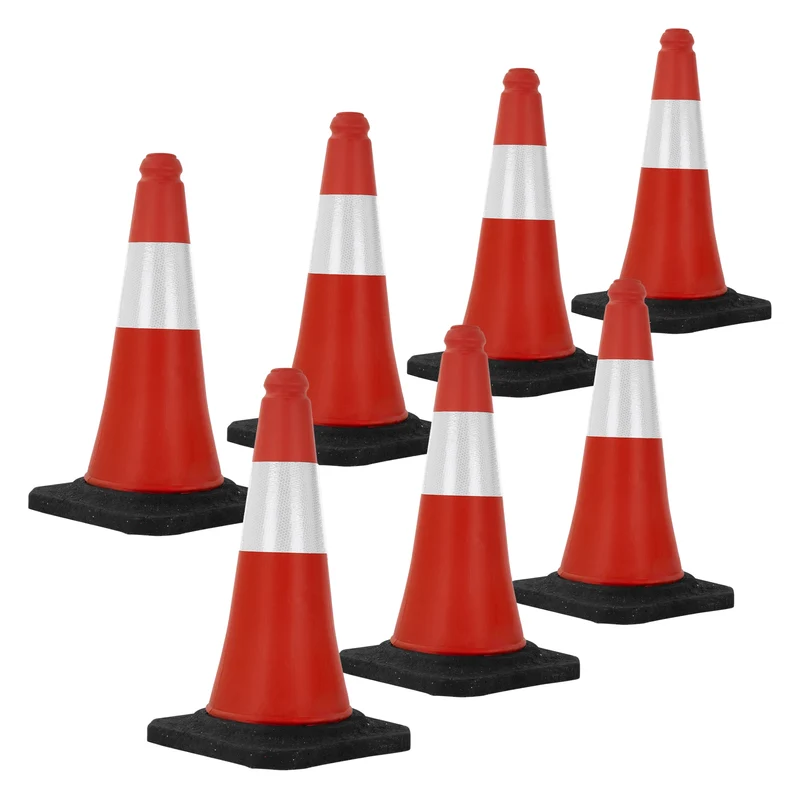 Verkehrsleitkegel Set Verkehrshütchen Pylone beschwert 51cm Rot/Weiß mit schwerem Fuß