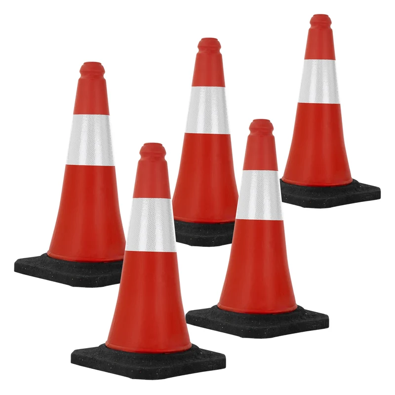 Verkehrsleitkegel Set Verkehrshütchen Pylone beschwert 51cm Rot/Weiß mit schwerem Fuß
